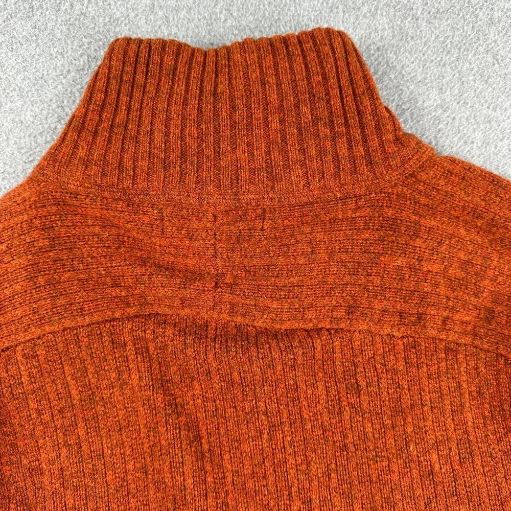 Banana Republic Sweater Mens M Orange Lambswool Cashmere 1/4 Zip‎ Elbow Patches